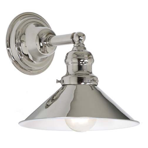 JVI Designs 1210-15 M3 One light Union Square wall sconce polished nickel finish 8" Wide metal shade, inside finish white